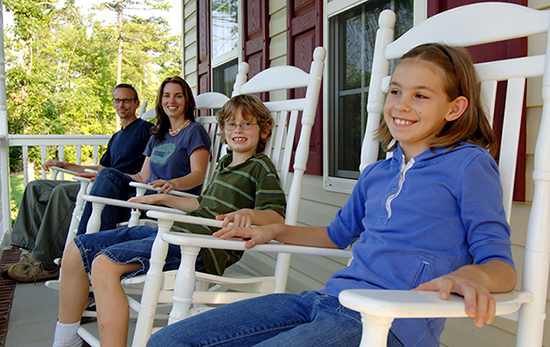 Family enjoying a new Georgia Front Porch